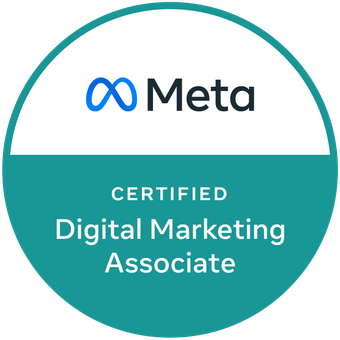 Meta Digital Marketing Associate Certification badge showcasing foundational skills in Meta advertising, campaign strategy, and performance optimization.